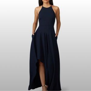 Badgley Mischka Halter Neck Navy Blue Dress Size 12